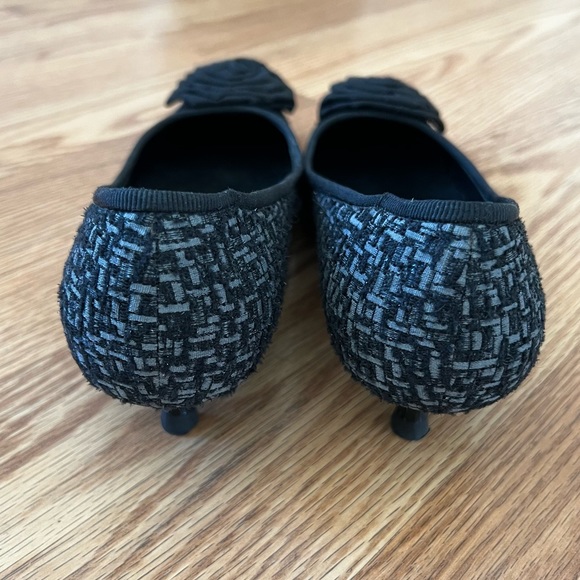 Ferragamo Boucle Kitten Square Toe Heels Floral Grosgrain Rosette Bow Detail 7 B - Picture 5 of 10